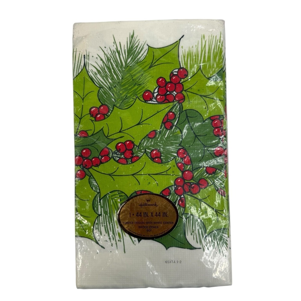 Vintage 90's Hallmark Christmas Mistletoe‎ Holly  Berry 44 In Tablecloth Paper
